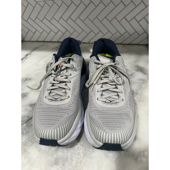 Hoka One One Bondi 7 Women’s Running Shoes Size 9 Gray Coral Navy Cushioned - Picture 2 of 10